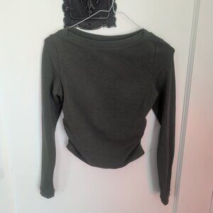 OGL Move Eco Mousse ProWarm Modern Brami Top Olive Green Side Ruched Boatneck NW